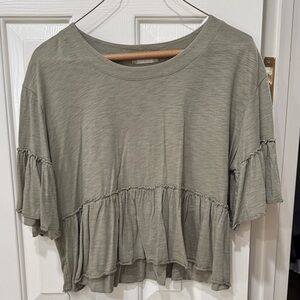 Altar'd State Sage Green Ruffle Blouse